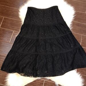 Bandolino black bohemian mesh lace skirt sz 6